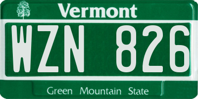 VT license plate WZN826
