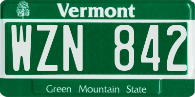 VT license plate WZN842