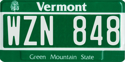 VT license plate WZN848