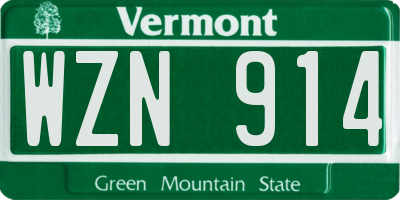 VT license plate WZN914