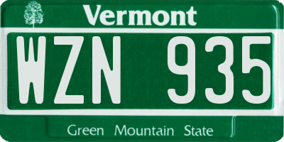 VT license plate WZN935