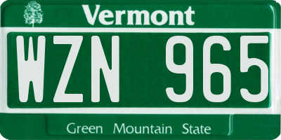 VT license plate WZN965