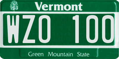 VT license plate WZO100