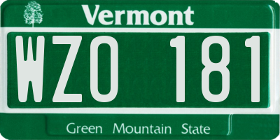 VT license plate WZO181