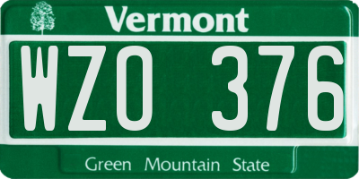 VT license plate WZO376