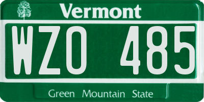 VT license plate WZO485
