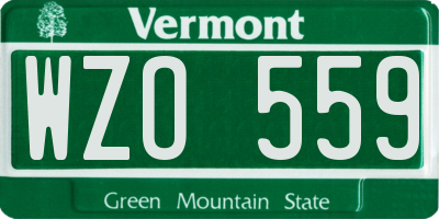 VT license plate WZO559