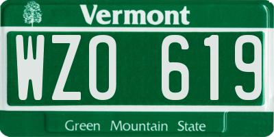 VT license plate WZO619