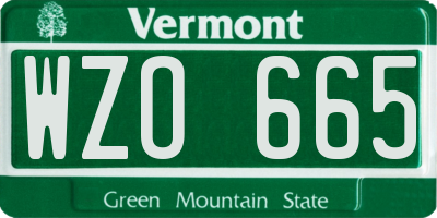 VT license plate WZO665