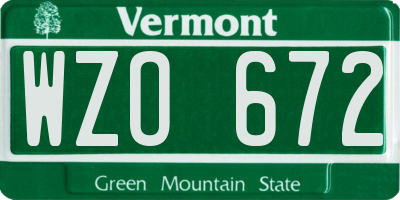 VT license plate WZO672