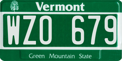 VT license plate WZO679