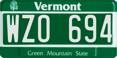 VT license plate WZO694
