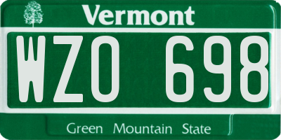 VT license plate WZO698