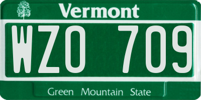 VT license plate WZO709