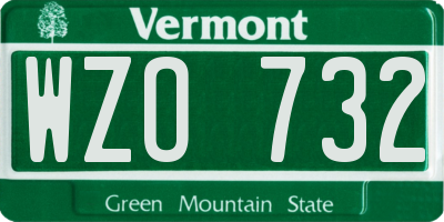 VT license plate WZO732