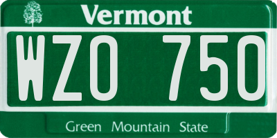 VT license plate WZO750