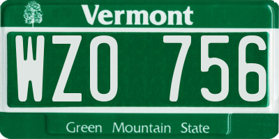 VT license plate WZO756