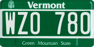 VT license plate WZO780