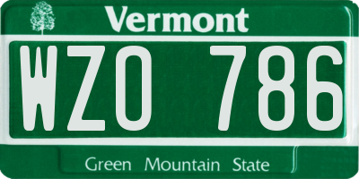 VT license plate WZO786