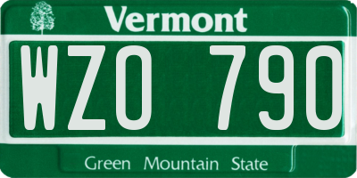 VT license plate WZO790