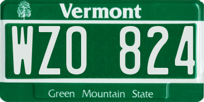VT license plate WZO824
