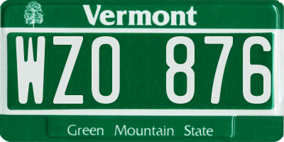 VT license plate WZO876