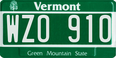 VT license plate WZO910