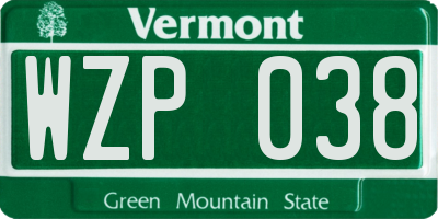 VT license plate WZP038
