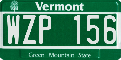 VT license plate WZP156