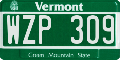 VT license plate WZP309
