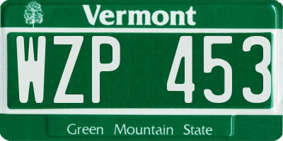 VT license plate WZP453