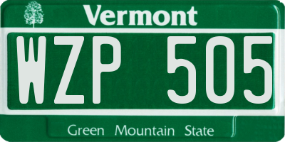VT license plate WZP505