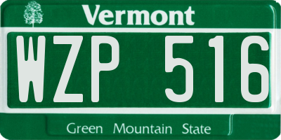 VT license plate WZP516