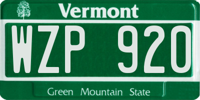 VT license plate WZP920