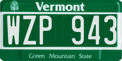 VT license plate WZP943
