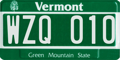 VT license plate WZQ010