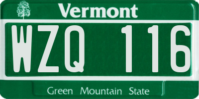 VT license plate WZQ116