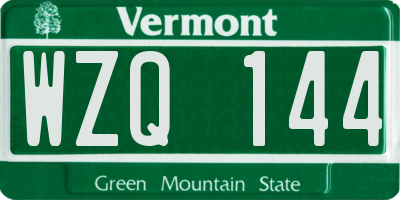 VT license plate WZQ144