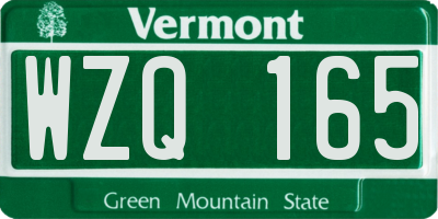 VT license plate WZQ165