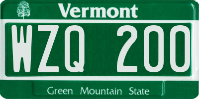 VT license plate WZQ200