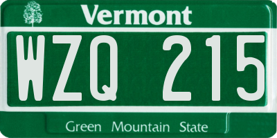 VT license plate WZQ215