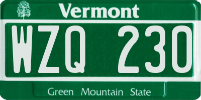 VT license plate WZQ230