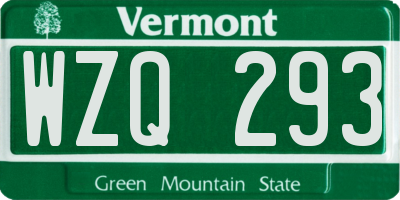 VT license plate WZQ293