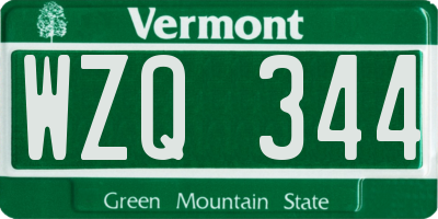 VT license plate WZQ344