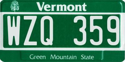 VT license plate WZQ359
