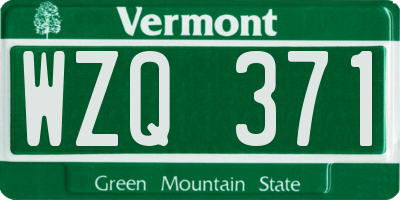 VT license plate WZQ371
