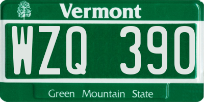 VT license plate WZQ390