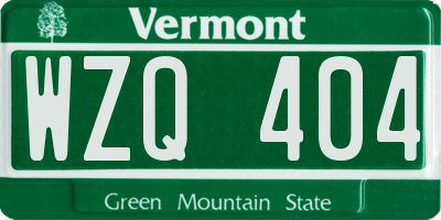 VT license plate WZQ404