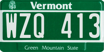 VT license plate WZQ413