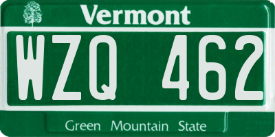 VT license plate WZQ462